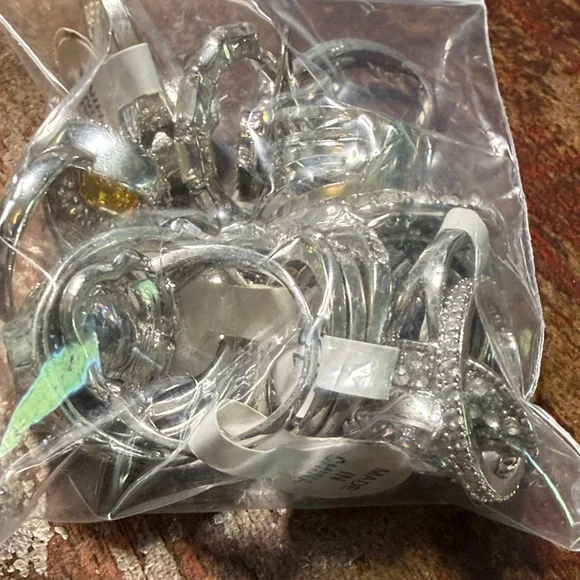 Assorted Silver-Tone Rhinestone Rings - Picture 6 of 6